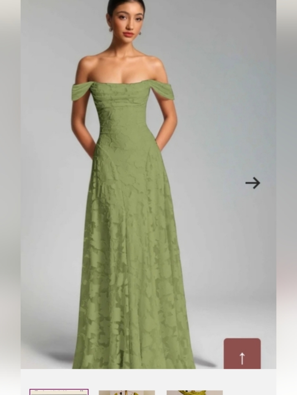 Off-the-Shoulder Olive Green Evening Gown